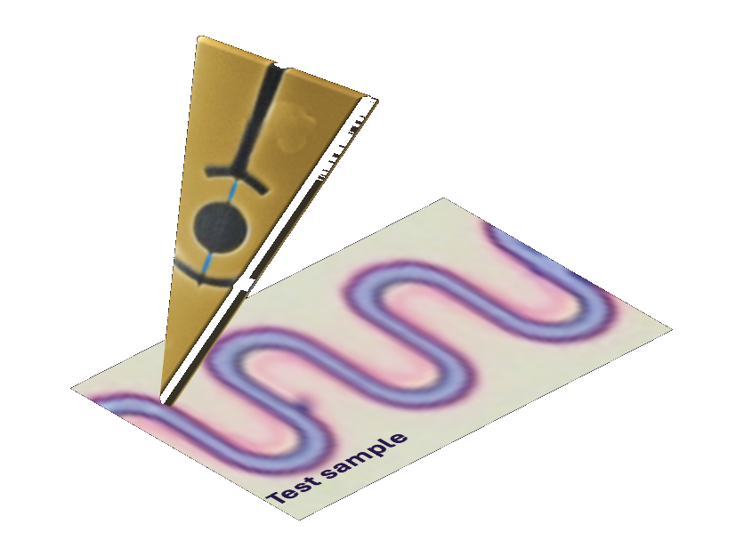 AFM-SQUID cantilever scanning a test sample